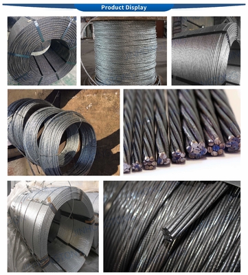 非合金型 1x7 直径 ASTM A 475 高張力 7 ワイヤを電熱した 0.33mm 鋼筋ストランド 鋼筋電熱線ロープ