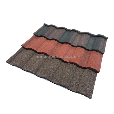 0.4mm 厚さ 建築用 石覆い屋根タイル 幅 665-1000mm ビラ 屋根材料 輸出国